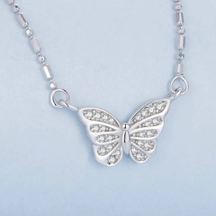 Collar de Plata 925 - Mariposa Cristal
