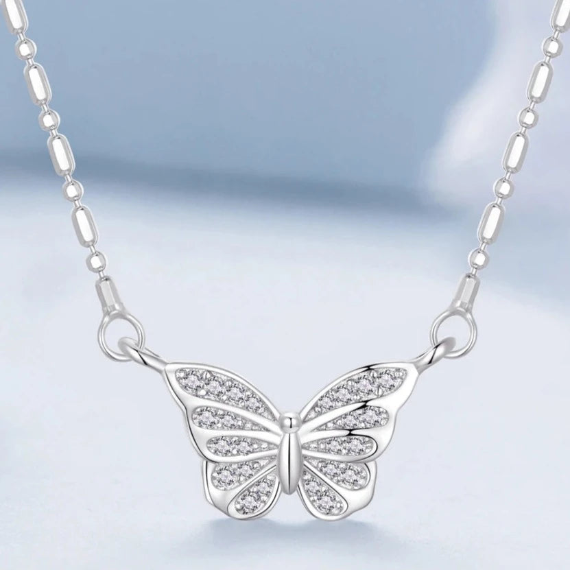 Collar de Plata 925 - Mariposa Cristal