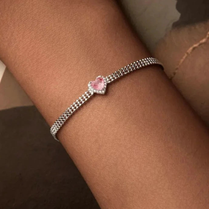 Pulsera de Plata 925 - Pink Heart