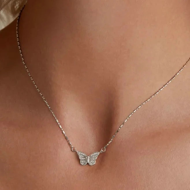 Collar de Plata 925 - Mariposa Cristal
