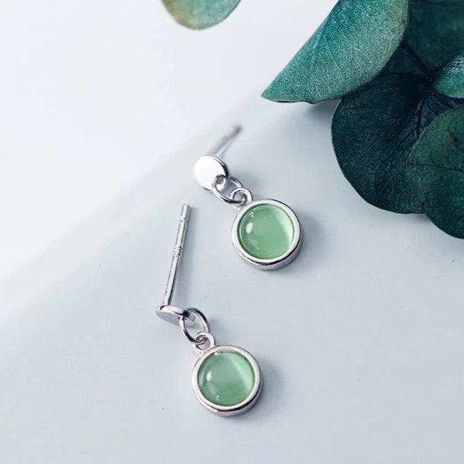 Aretes de Plata 925 - Green Opal